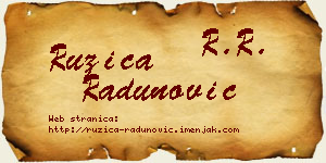 Ružica Radunović vizit kartica